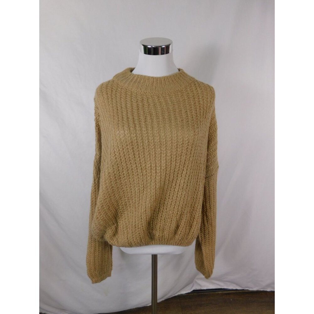Simplee Tan Chunky Knit Pullover Sweater Womens Oversized Fit Acrylic Warm Casua